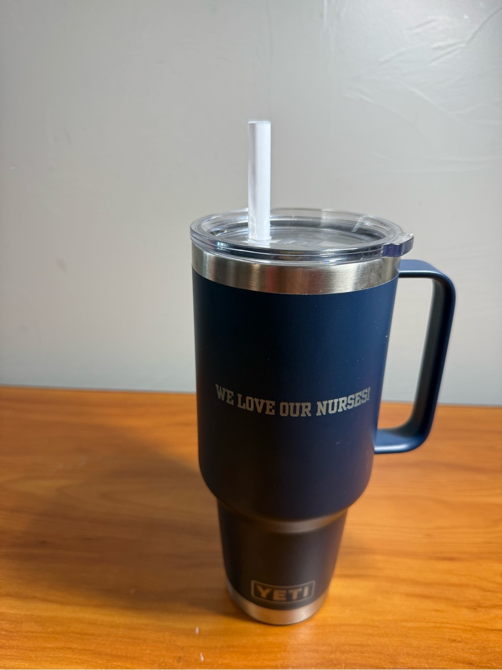 YETI 35 oz. Rambler Mug with Straw Lid Handled Stainless Steel Navy Blue Nurses